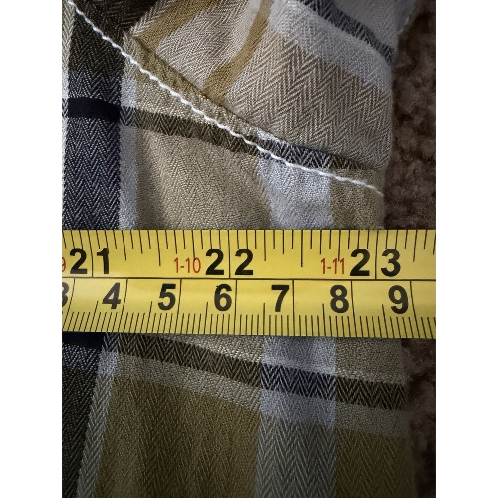 Columbia Long Sleeve Button Up Shirt Plaid Logo Pockets Brown White Large JBHS - Picture 8 of 11